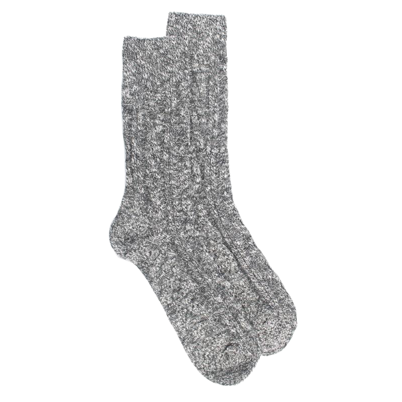 Melierte Socken mit Zopfmuster aus recycelter Baumwolle || Doré Doré