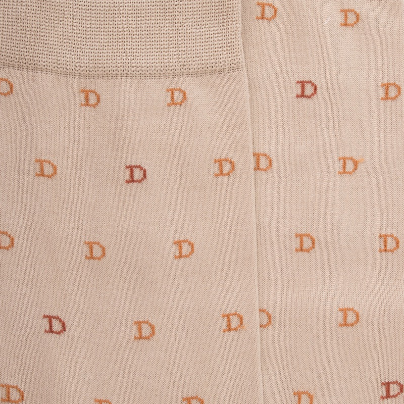 Herren-Socken aus merzerisierter Baumwolle mit DD-Muster - Beige