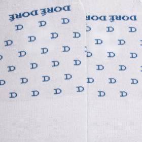 Herren Füßlinge aus Baumwolle lisle mit "DD" Muster - Weiß | Doré Doré