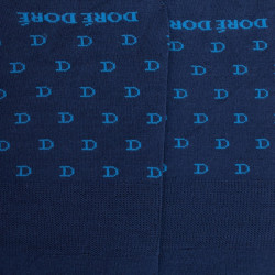 Herren Füßlinge aus Baumwolle lisle mit "DD" Muster - Blau | Doré Doré