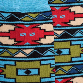 Herren Socken aus Baumwolle mit bunten Tribal Muster - Blau | Doré Doré