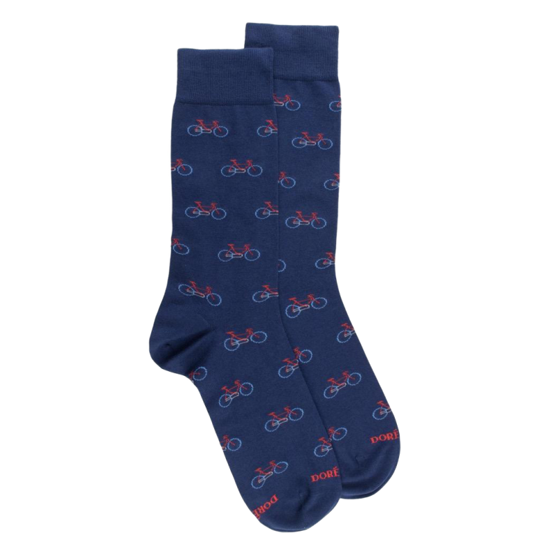 Herren Socken aus Baumwolle mit Fahrrad Muster - Royal Blau/Blau | Doré Doré