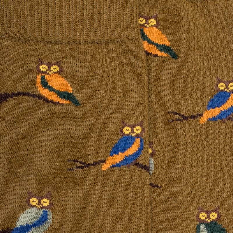 Herrensocken aus Baumwolle mit Eulenmotiv - Pistaziengrün & blau | Doré Doré
