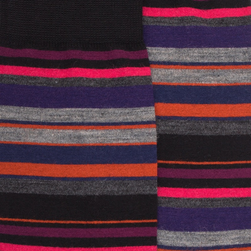 Herrensocken aus Baumwolle mit feinen mehrfarbigen Streifen - Schwarz & rot | Doré Doré
