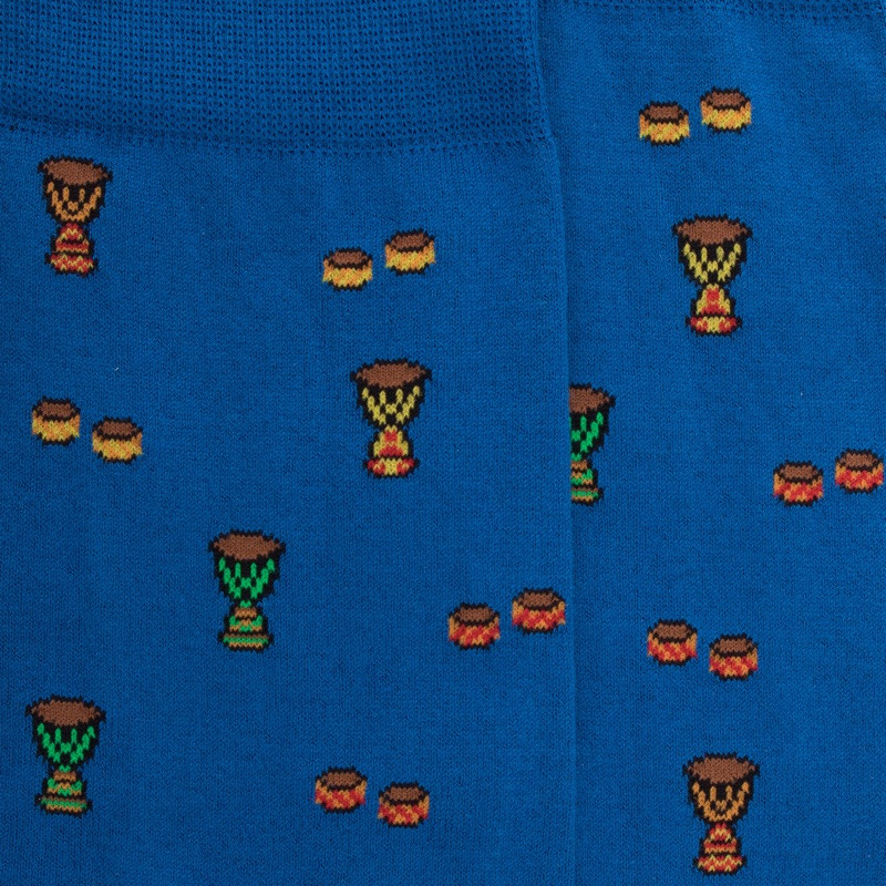 Herren Socken aus Baumwolle mit TrommelMuster - Blau | Doré Doré