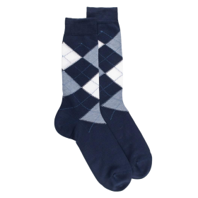 Herren Socken aus Baumwolle mit Intarsien-Muster - Blau | Doré Doré