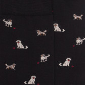 Herrensocken aus Baumwolle mit Hunde Muster - Schwarz | Doré Doré
