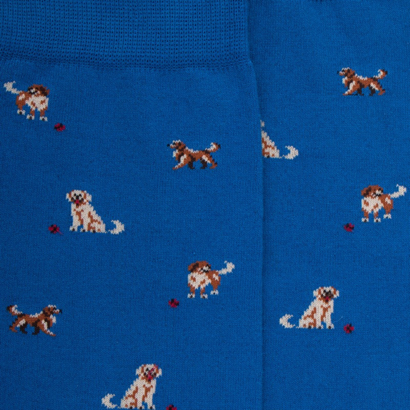 Herrensocken aus Baumwolle mit Hunde Muster - Blau | Doré Doré