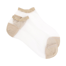 Transparente Socken mit glänzender Lurexspitze und -ferse - Weiß und Gold