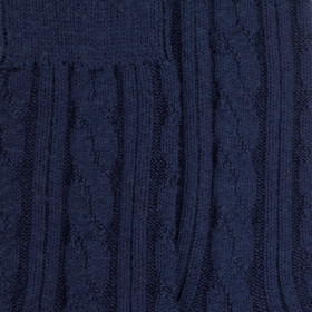Damensocken aus Wolle mit Zopfmuster - Navy Blau | Doré Doré