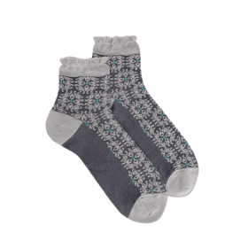 Kurze Socken für Damen aus Viskose mit Liberty-Muster - Hellblau | Doré Doré
