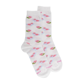 Socken für Damen aus merzerisierter baumwolle mit Seerosenmuster - Weiß | Doré Doré