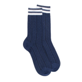 Socken für Damen aus merzerisierter baumwolle mit Lochmuster - Blau | Doré Doré