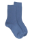 Gerippte Socken aus dicker Merinowolle - Blau