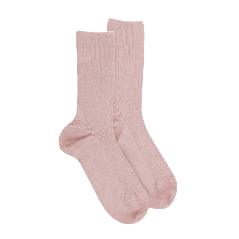 Damen Socken aus ägyptischer Baumwolle, elastisch, gerippt - Rosa | Doré Doré