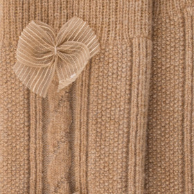 Kniestrümpfe aus gedrehter Wolle und Kaschmir mit Schleife - Beige