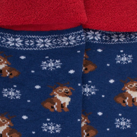 Rutschfeste Socken mit Hunde- und Schneemotiven