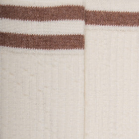 Ausgefallene Kniestrümpfe aus Baumwolle mit 2 Streifen – Ecru