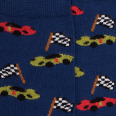 Kinder Socken aus Baumwolle mit Rennwagen Muster - Blau | Doré Doré