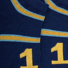 Kinder Socken aus Baumwolle mit buntem Streifen- und Zahlenmuster - Blau
