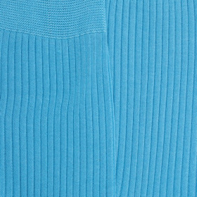 Herren gerippt 100% Baumwolle lisle Socken - Weiß & Himmelblau | Doré Doré