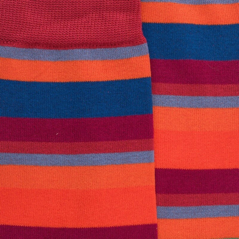 Gestreifte Herren Socken aus Baumwolle lislen - Rotbarschfarbe | Doré Doré