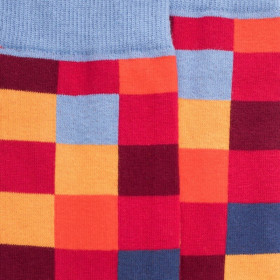 Herren Socken aus Baumwolle mit Karomuster - Rotbarschfarbe | Doré Doré