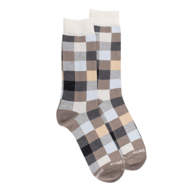 Herren Socken aus Baumwolle mit Karomuster - Grau | Doré Doré