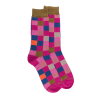 Herren Socken aus Baumwolle mit Karomuster - Pink