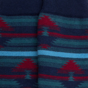 Rutschfeste Damensocken aus Baumwolle mit Teppichmuster - Navy Blau | Doré Doré