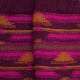 Rutschfeste Damensocken aus Baumwolle mit Teppichmuster - Rot | Doré Doré