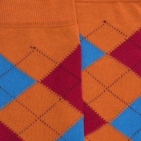 Herren Socken aus Baumwolle mit Intarsien-Muster - Orange | Doré Doré