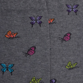 Damensocken aus Baumwolle mit Schmetterlingsmuster - Hellgrau | Doré Doré