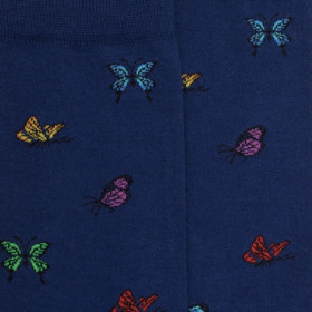 Damensocken aus Baumwolle mit Schmetterlingsmuster - Blau | Doré Doré