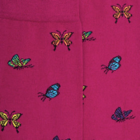 Damensocken aus Baumwolle mit Schmetterlingsmuster - Pink | Doré Doré