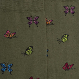Damensocken aus Baumwolle mit Schmetterlingsmuster - Grün | Doré Doré