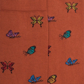 Damensocken aus Baumwolle mit Schmetterlingsmuster - Orange | Doré Doré