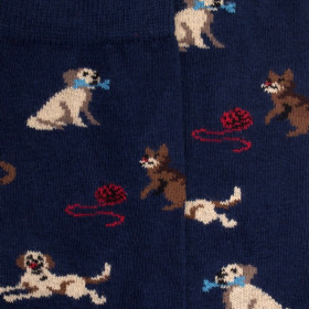 Kindersocken aus Baumwolle mit Hunde- und Katzenmotiv - Blau | Doré Doré