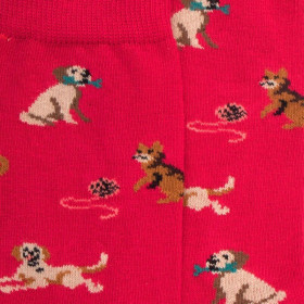 Kindersocken aus Baumwolle mit Hunde- und Katzenmotiv - Rotbarschfarbe | Doré Doré