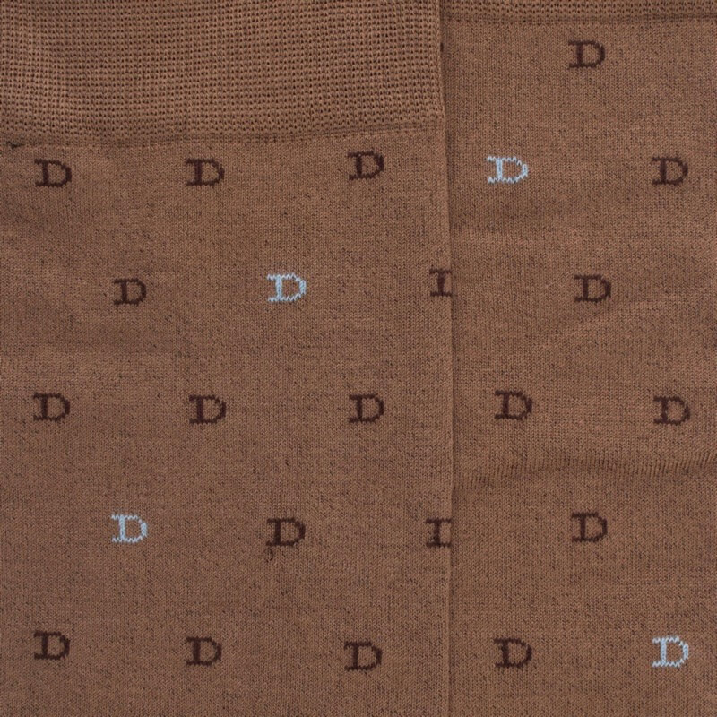 Socken für herren aus merzerisierter baumwolle mit kleinem D-Muster in zwei Farben - Braun | Doré Doré