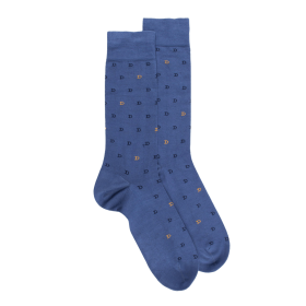 Socken für herren aus merzerisierter baumwolle mit kleinem D-Muster in zwei Farben - Blau | Doré Doré