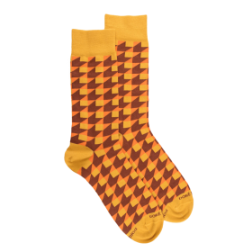 Socken für herren aus ägyptischer Baumwolle mit geometrischem Muster - Senf | Doré Doré