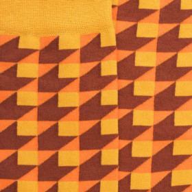 Socken für herren aus ägyptischer Baumwolle mit geometrischem Muster - Senf | Doré Doré
