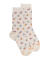 Socken für Damen aus merzerisierter baumwolle mit Distelfinken-Motiv - Creme