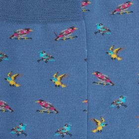 Socken für Damen aus merzerisierter baumwolle mit Distelfinken-Motiv - Hellblau | Doré Doré