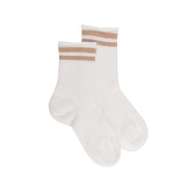 Socken für Kinder mit Lochmuster aus merzerisierter baumwolle - Creme | Doré Doré