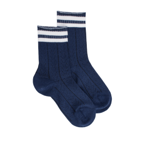 Socken für Kinder mit Lochmuster aus merzerisierter baumwolle - Blau | Doré Doré
