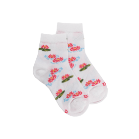 Socken für Kinder aus merzerisierter baumwolle mit Seerosenmuster - Weiß | Doré Doré