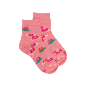 Socken für Kinder aus merzerisierter baumwolle mit Seerosenmuster - Geranium | Doré Doré