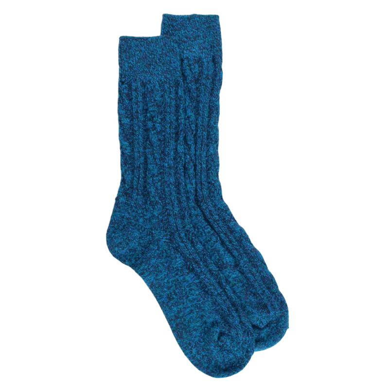 Melierte Socken mit Zopfmuster aus recycelter Baumwolle || Doré Doré